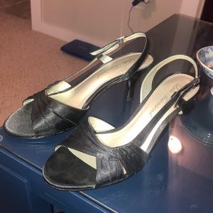 Black satin special event heels